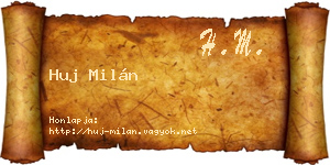 Huj Milán névjegykártya